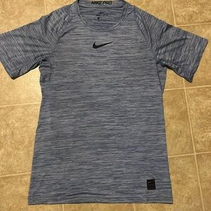 Nike Pro Dri fit heathered blue workout athletic shirt